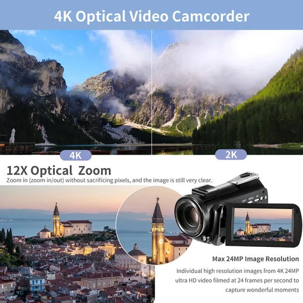 Video Camera YouTube Live Stream 4K Professional Ordro AC5 12X Optical Zoom Digital Camcorder Vlogging Blogger Filming Filmadora - Image 4